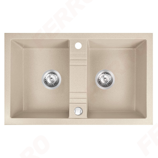 Mezzo II - Double kitchen sink 78x48 cm, sandy