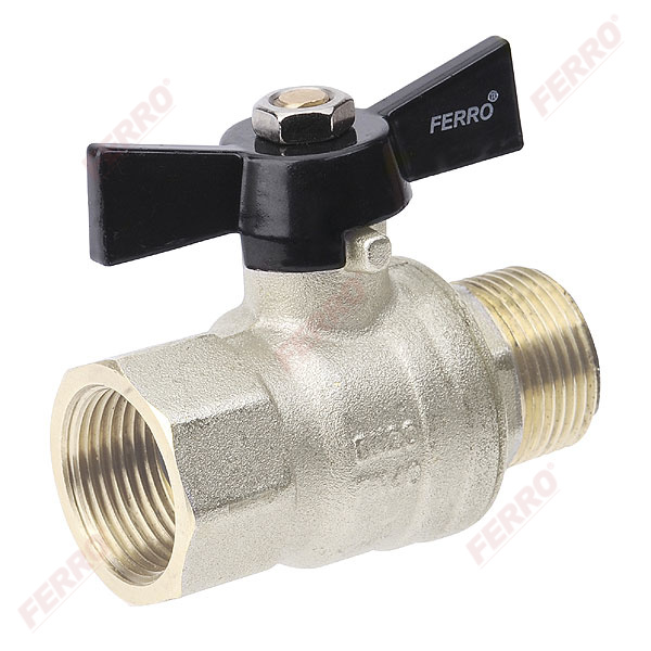 V17 Herkules type ball valve male-female with butterfly gland, full-flow, reinforced
