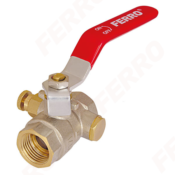 Water ball valve with gland vent and stopper emale-female