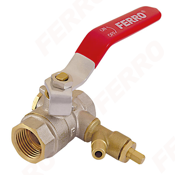 Ball valve with hose tip with choke, vent and plug female-female