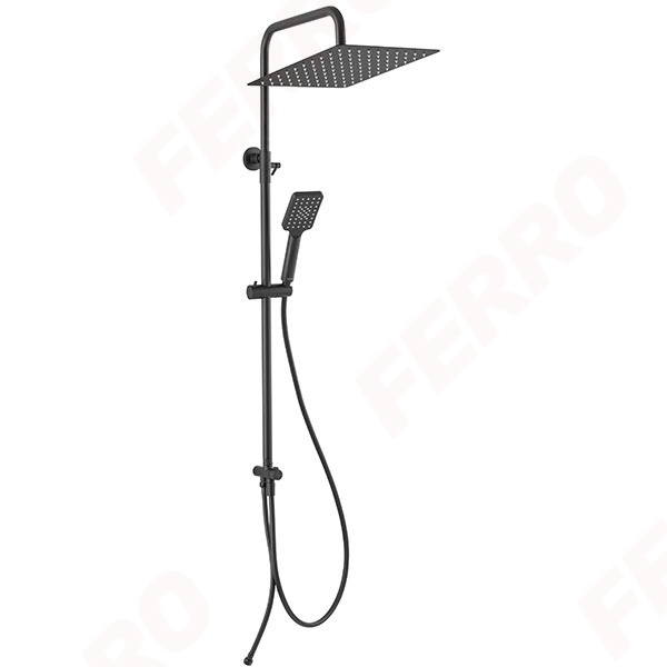 Wizard Square Pro - sliding shower set with rainfall, black