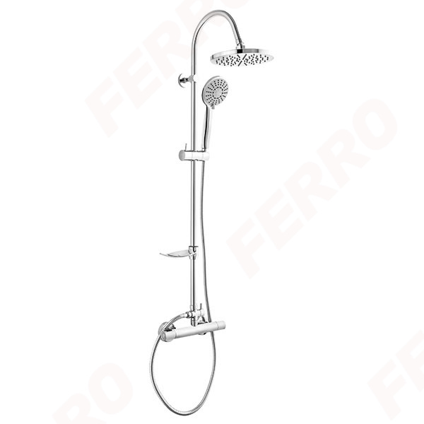 Trinity - rainfall shower system and thermostatic mixer, chrome