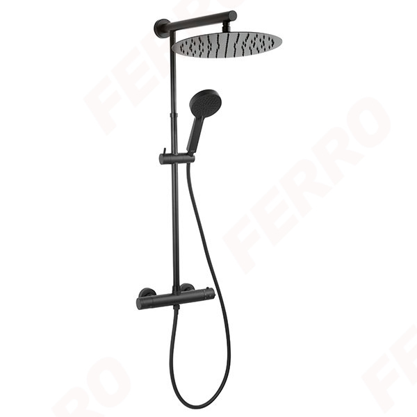 Trevi Black - rainfall with regular shower and thermostatic mixer