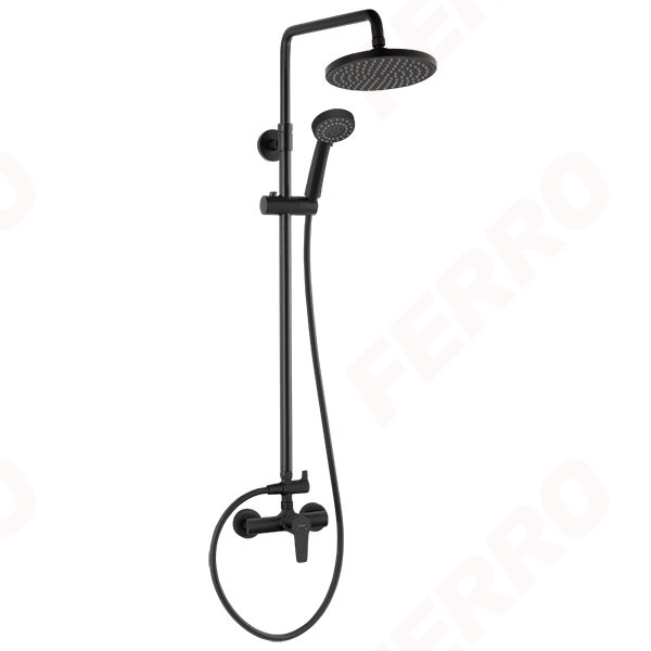 Ritto Black - rainfall shower system and mixer, black