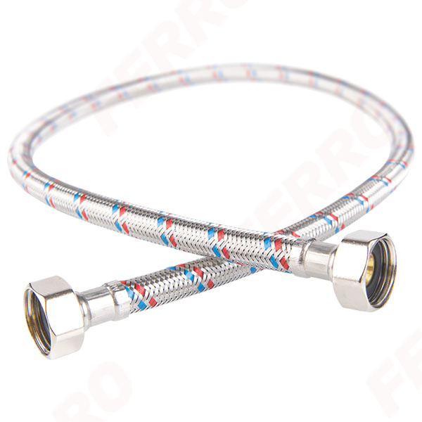 Stainless steel braided connection hose with gasket, 1/2” female – female