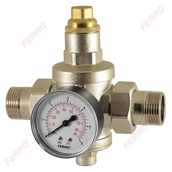 Pressure reducer with manometer