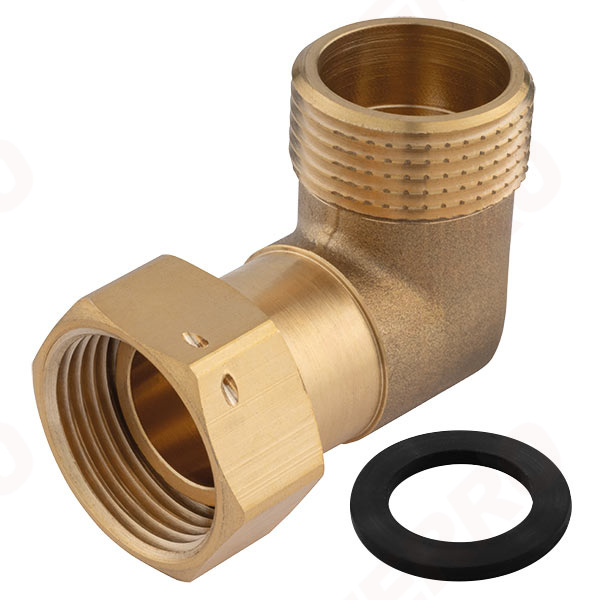 Angle half pipe union with gasket, F-M