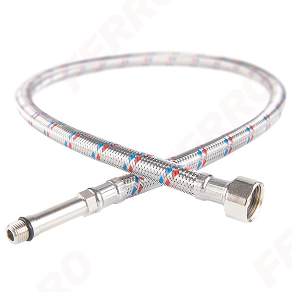 Stainless steel braided connection hose 3/8”×M10×1, with long tip