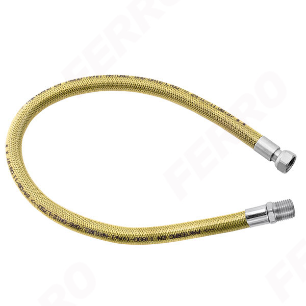 1/2” female - male gas hose with two rotating nuts and PVC sheath