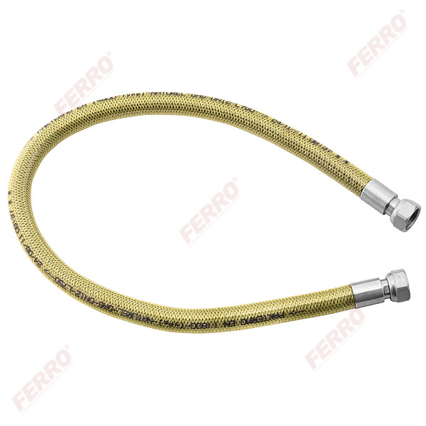 1/2” female - female gas hose with two rotating nuts and PVC sheath