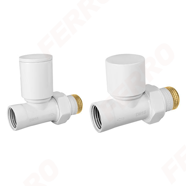Set robineti radiator decorativi tur/retur drepti, alb
