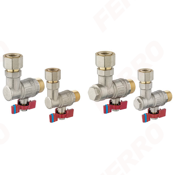 Angle ball valves set for a 2-function boiler