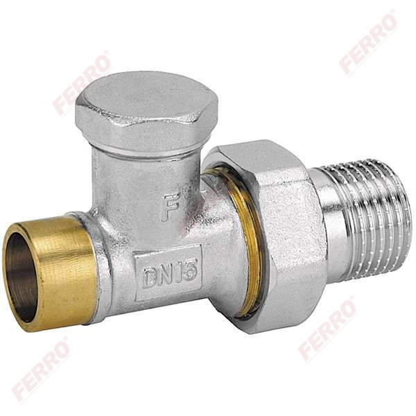 1/2” straight cut-off radiator valve for soldering