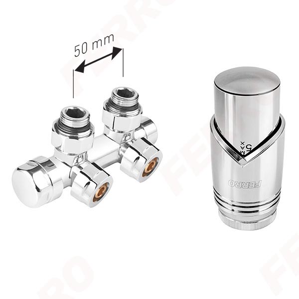 Decorative integrated angle thermostatic set, chrome