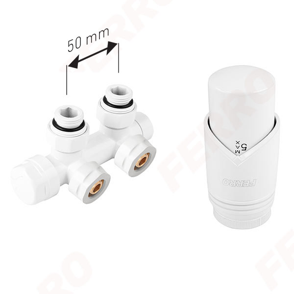 Decorative integrated angle thermostatic set, white