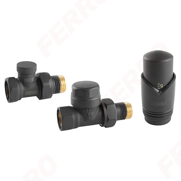 Decorative straight thermostatic set, anthracite