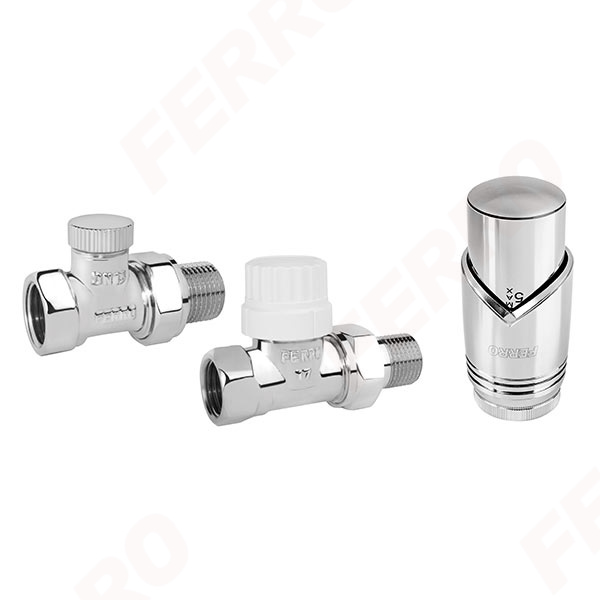 Decorative straight thermostatic set, chrome