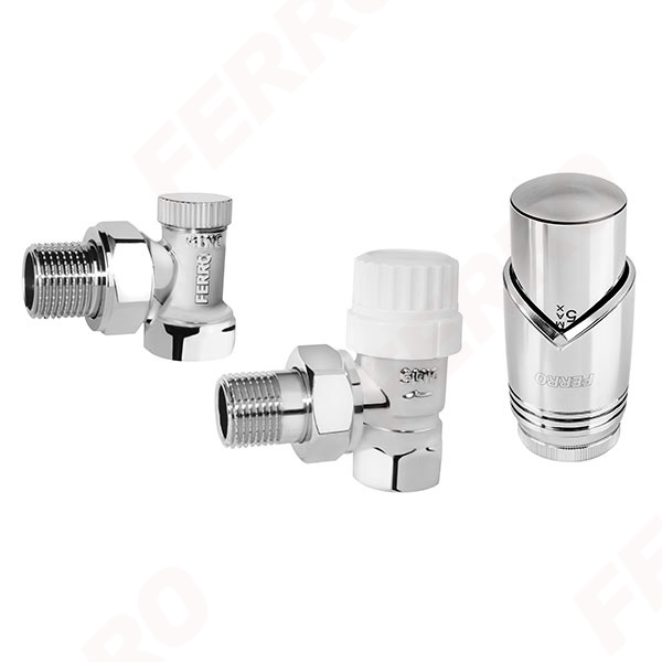 Decorative angle thermostatic set, chrome