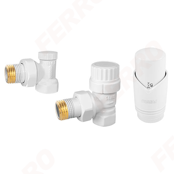 Decorative angle thermostatic set, white