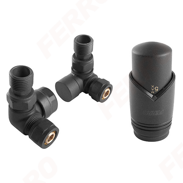 Decorative axial thermostatic set, anthracite