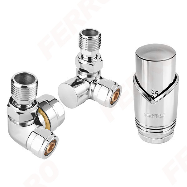 Decorative axial thermostatic set, chrome