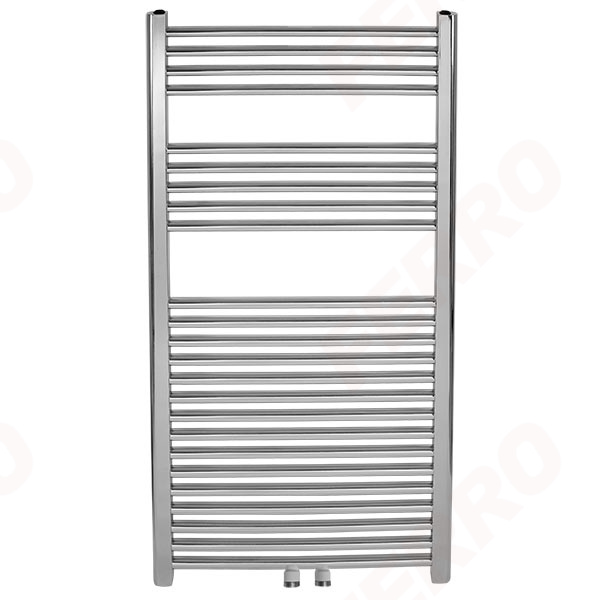 Bathroom heater - straight, V-type connection, chrome