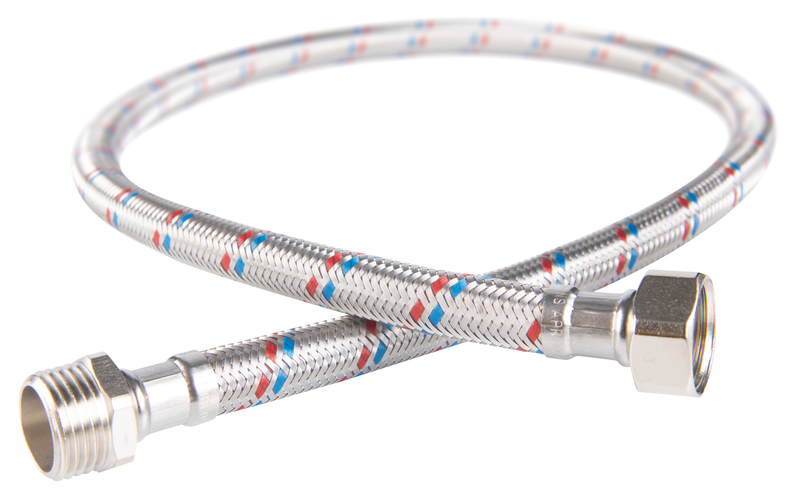 Stainless steel braided connection hose with gasket, 1/2” male
