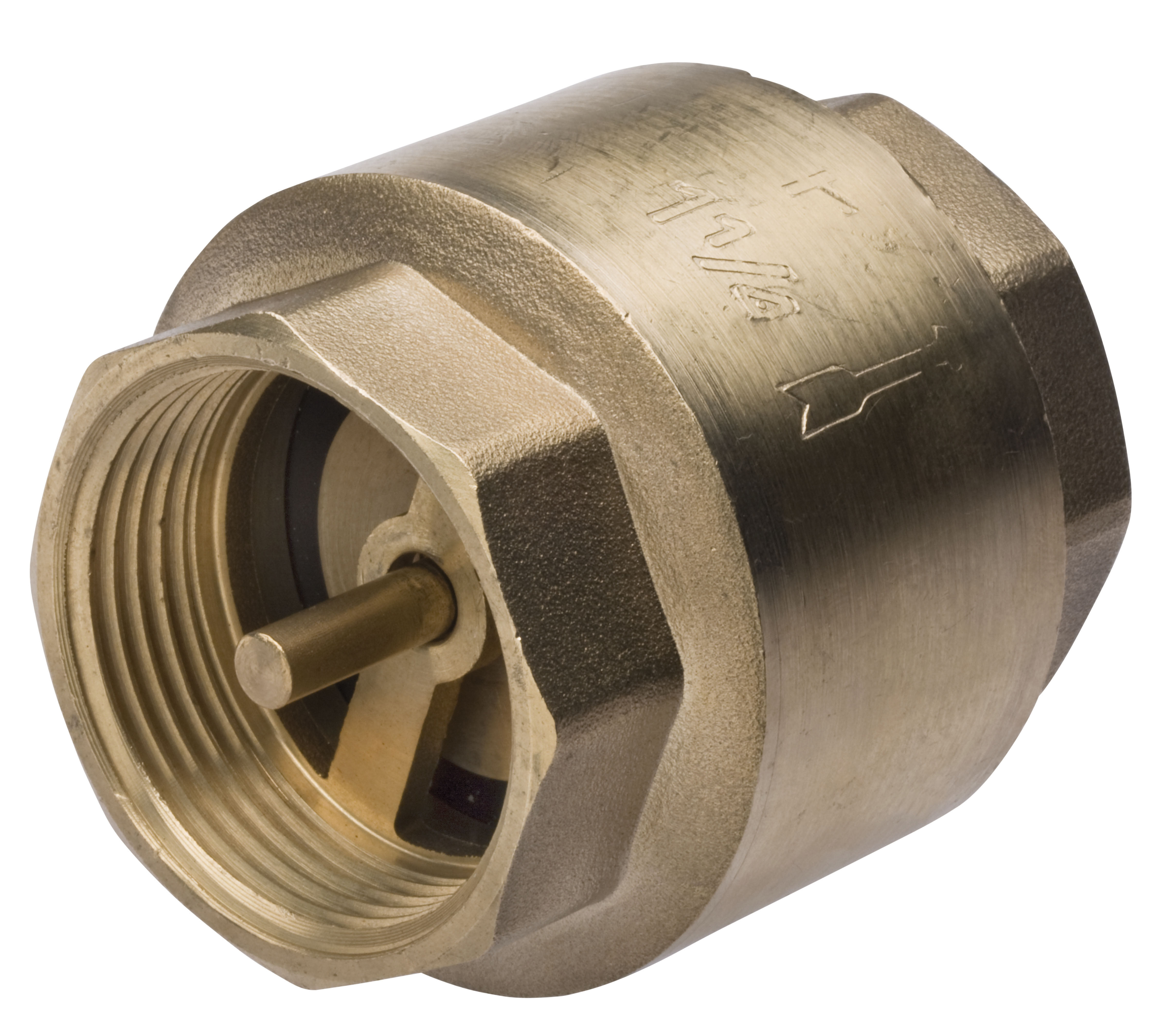 Check valve with brass closing element