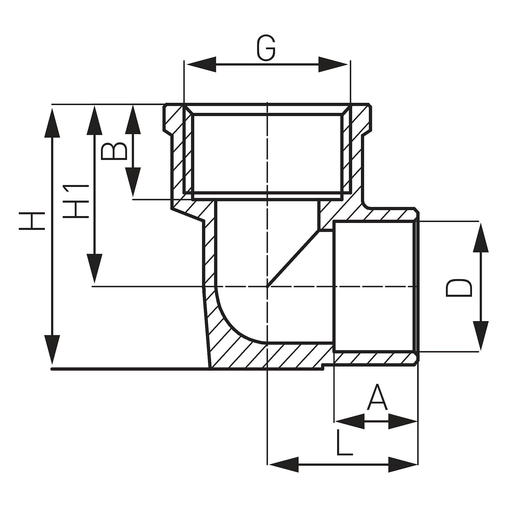 Bracketed elbow female