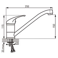 Metalia 55 - standing sink mixer for instant water heaters