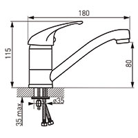 Metalia 55 - standing washbasin mixer for instant water heaters