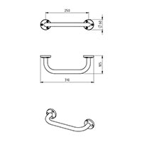 Metalia 1 - rukohvat 250 mm x 105 mm, Ø 22 mm