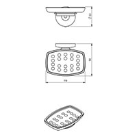 Metalia 1 - glass soap tray 120 mm x 80 mm