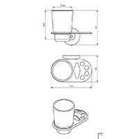 Metalia 1 - toothbrushes and toothpaste holder with glass 150 mm x 130 mm