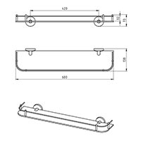 Metalia 1 - glass shelf with railling – 600 mm