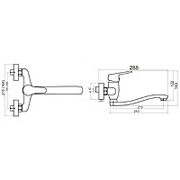Iris New - Baterie perete lavoar cu pipa pivotanta, 25,5 cm, crom