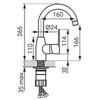 Algeo Black - standing washbasin mixer with swivel spout