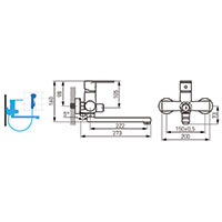 Algeo - Wall-mounted bath tub mixer with shower connection, chrome
