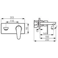 Algeo - Built-in washbasin mixer, 18 cm spout