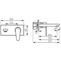 Algeo - Built-in washbasin mixer, 22 cm spout