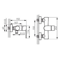 Algeo Black - Wall-mounted shower mixer, black