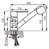 Algeo - standing sink mixer with pull-out spray