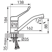 Algeo Medico - standing washbasinmixer with swivel spout