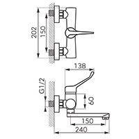 Algeo Medico - wall-mounted washbasin mixer