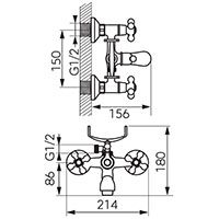 Antica - Wall-mounted bath mixer, old bronze