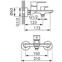 Talassa - Wall-mounted bath mixer, chrome