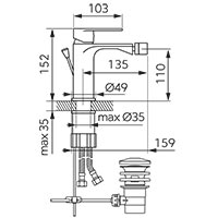 Talassa - Bidet standing mixer, chrome