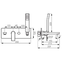 Algeo Square - Built-in bath mixer, chrome