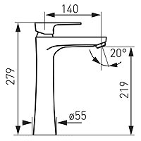 Algeo Square Black/Chrome - standing counter washbasin mixer