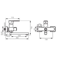 Algeo Square - Wall-mounted bathtub/wasbasin mixer with shower connection, chrome
